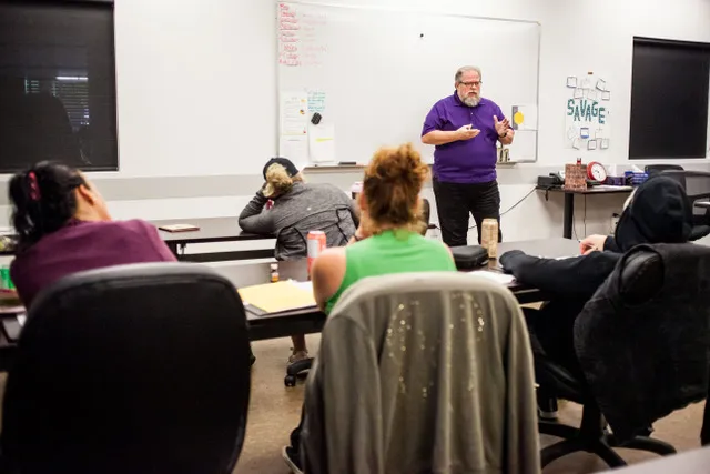Small group of leaders in conversation